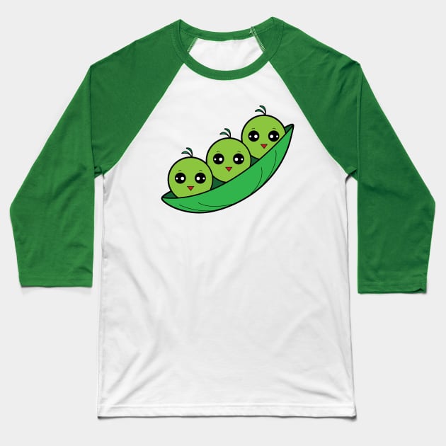 Cute Cartoon Three Peas in a Pod Baseball T-Shirt by PenguinCornerStore